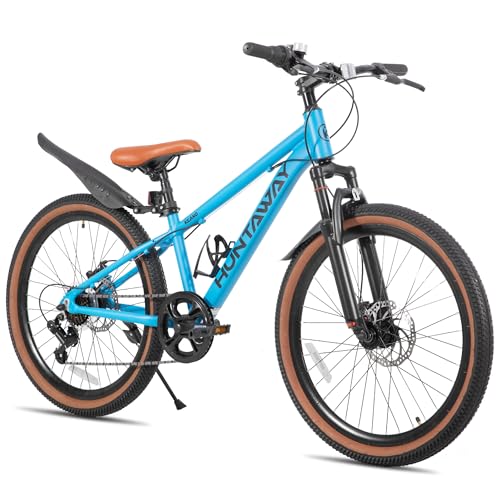 KEANO Huntaway 24 Inch Kids Bike for Boys & Girls Ages 8-12 Years 24' Hardtail Mountain Bike for Kids with Aluminum Frame and 7-Speed Drivetrain 24 inch Bicycle Blue
