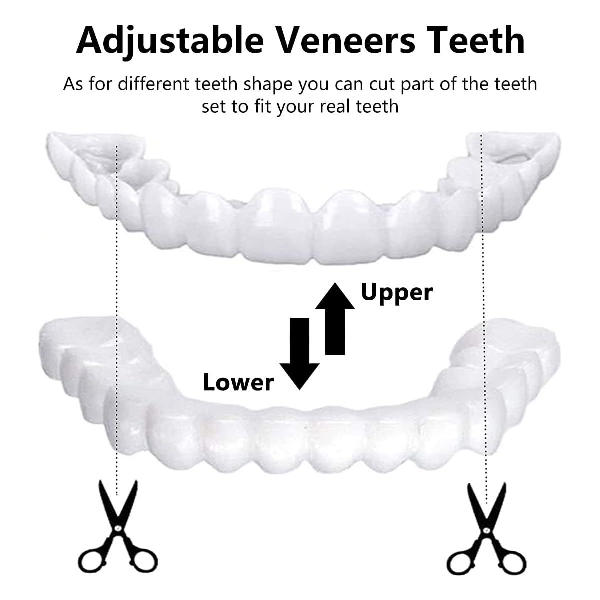 Wttfc Dentier Provisoire,2 Paires Faux Dentier,ProthèSes à Facettes RéGlables,Facette Dentaire CosméTique,Amovible Placages Fausses Dents Haut Et Bas Temporaires pour Hommes Et Femmes