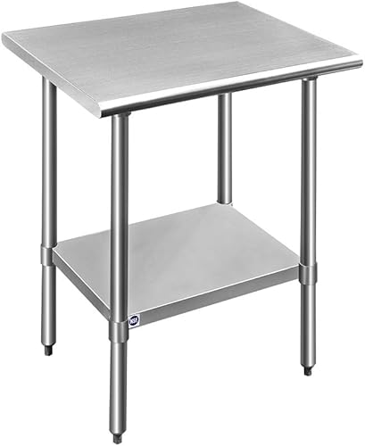 Vista 178 de Rockpoint - Mesa de acero inoxidable para preparación y trabajo con protector contra salpicaduras, 24 x 36 pulgadas; para cocina comercial, metal