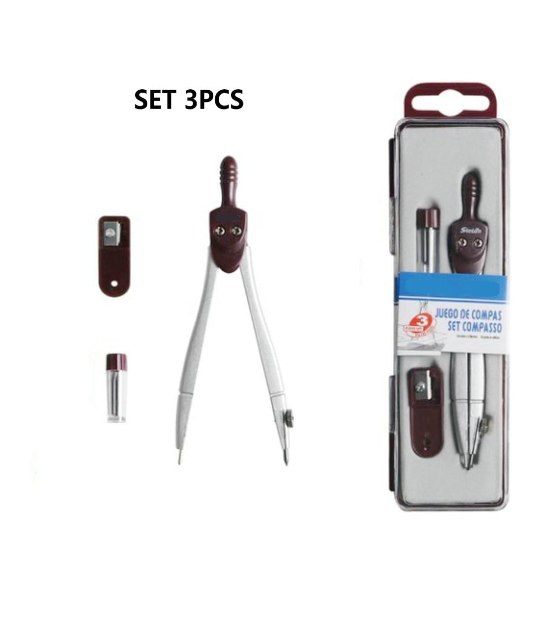 Compasso Da Disegno Metallico Con Mine Di Ricambio - Kit 3 Pezzi | Per Scuola, Ufficio E Fai Da Te - Foto 9