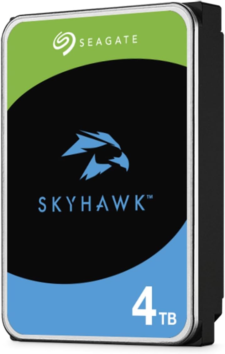Seagate Skyhawk ST4000VX016 4TB Hard Drive, 3. 5" Internal, SATA (SATA/600), Conventional Magnetic Recording Method (CMR), Network Video Recorder, Camera