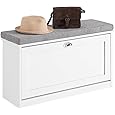 Haotian White Shoe Cabinet and Storage Bench,FSR79-W+FSR64-W