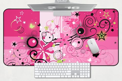 Frutiger Metro Pink Computer Desk Mat, Y2K Aesthetic for Work Home and Office, Trendy Colorful Desk Pad for Mouse (31 x 15.5)