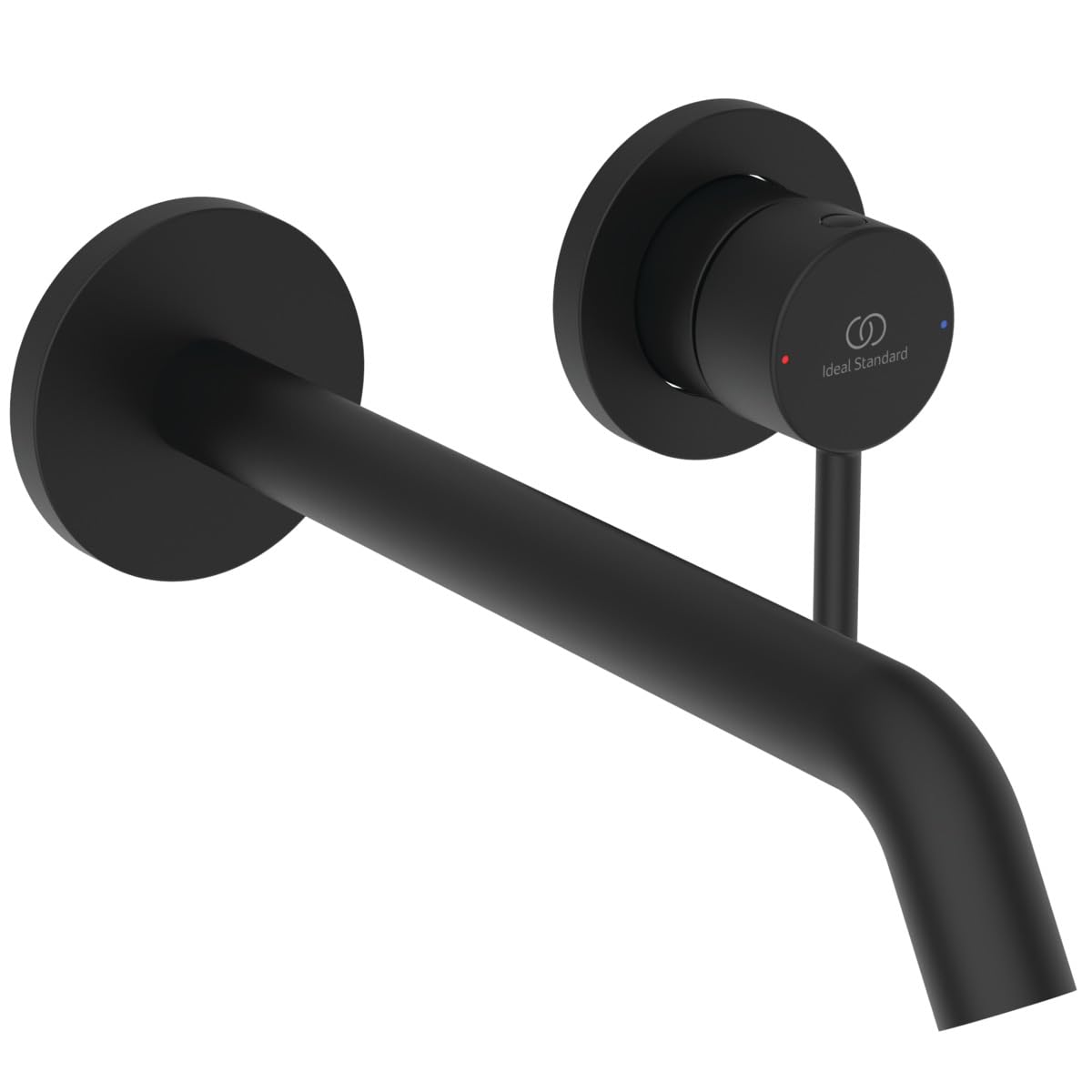 Ideal Standard BD848XG Ceraline Nuovo - Rubinetto da parete per lavabo, montaggio a parete, con beccuccio, rubinetto a risparmio acqua, nero (Silk Black)