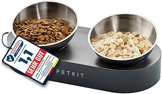 PETKIT CYBERTAIL Bol Surélevé en Acier Inoxydable, Inclinés Bols de Nourriture et alimentation Antidérapants sans Déversement pr Chats et Petits Chiens
