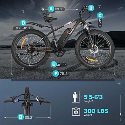 Speedrid Electric Bike 26 Inch Fat Tire Electric Bike For Adult, 25Mph 500W 48V 13Ah Removable Lithium-Ion Battery Electric Mountain Bike thumb #6