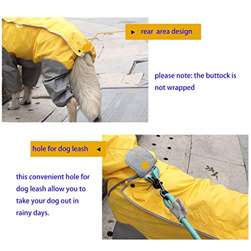 feiling Patchwork Regenmantel für Hund Hunderegenmantel wasserdichte 4-Beine Regensjacke Haustier Raincoat Dog mit Abnehmbar Kapuze für Kleine Mittelgroße und Grosse Hunde (28#, gelb)