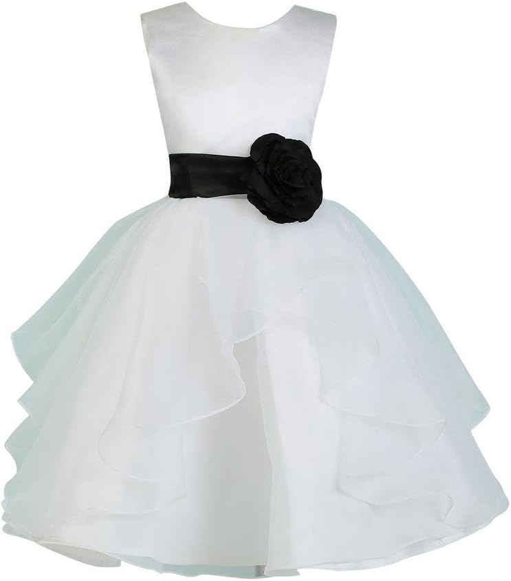Emily Charm Women's Organza Petal Skirt Flower Sleeveless Princess Dress Snow