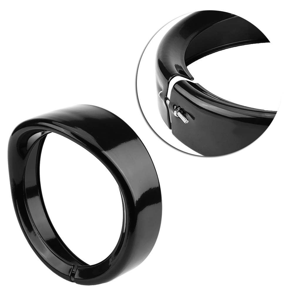 Akozon 7" cromato moto nero faro cerchio anello staffa visiera stile faro anello di rifinitura faro moto anello di rifinitura copertura per FLD Trike Road King