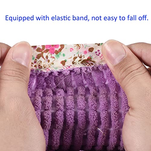 Image of M METERXITY 1 Pair Washable Cleaning Shoes Cover - Floor Cleaning Dust, Chenille Microfiber Duster Mop Slippers, Apply to House Office Room (Purple)