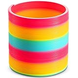 Jumbo Rainbow Coil Spring Toy - 6 Inch Giant Magic Spring Toys for Kids, A Huge Classic Novelty Toy for Boys and Girls, Colorful Neon Plastic Prizes, Gifts, Birthdays and Favors