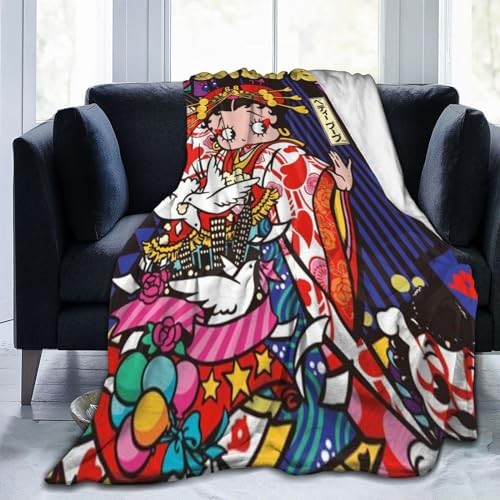ベティちゃん ベティブープ(12) ブランケット 毛布 ひざ掛け フランネル毛布 マイクロファイバー ふわふわ 軽量 暖かい 四季適用 洗える 静電気防止 オフィス 旅行 出張 車内 キャンプ 冷房対策 ff16hjj 125x100cm