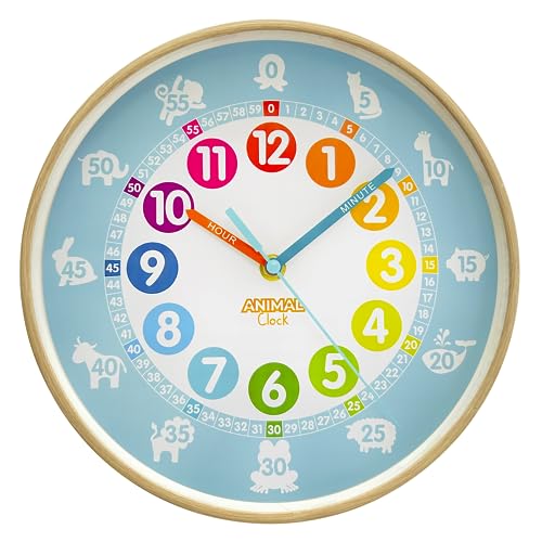 Animal Preschool Clock Time Teacher 10 Inch Educational Silent Wall