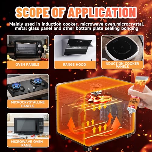 Allony 100ml Hochtemperaturkleber, Feuerfestes Silikon, Hitzebeständiger Kleber, Kleber Hitzebeständig über 1150°C, Ideal für Auto, Backöfen, Ofenfensterverglasung, Elektroherde, Herdplatten
