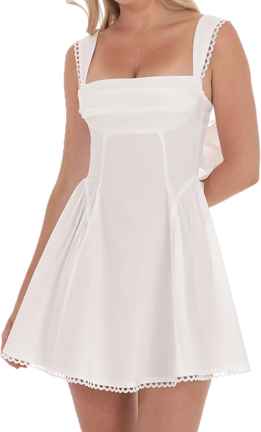 Women Fairy Lace Mini Dress Y2k Floral Sheer Mesh Ruffle Short Dress Open Back Tie-up A Line Party Dresses