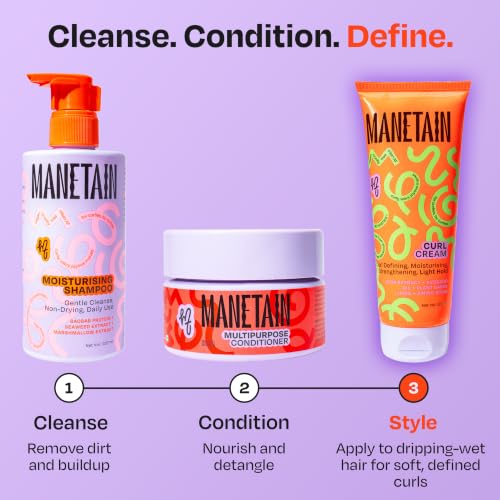 Image of MANETAIN Curl Cream 100ml for Curly & Wavy Hair | Frizz Control, Soft Hold & Moisturizing Styling Cream | Enhances Natural Curls, Reduces Frizz | Sulfate-Free, Paraben-Free, Vegan Hair Care