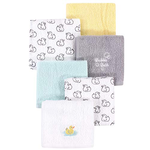 Image of Luvable Friends Unisex Baby Super Soft Cotton Washcloths, Duck, One Size