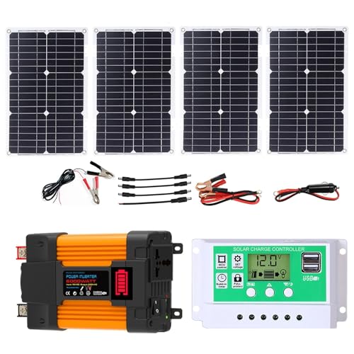 ZXDZTZ Complete Solar Inverter Kit 4000W/6000W Inverter with 100W Panels & 50A Charge Controller,...