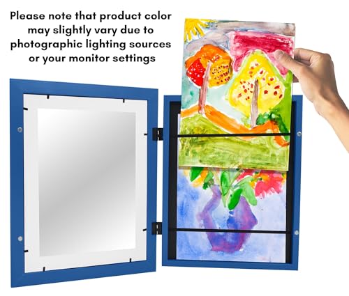 Image of Americanflat Kids Artwork Frame Changeable (Sapphire Blue) - Magnetic Door Holds 100 Art Pieces - 8.5x11 Letter Size Display with Mat or 10x12.5 Without Mat - My Mini Masterpiece (Pack of 8)