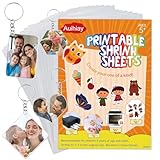 Auihiay 15PCS Shrinky Sheets Printable, Shrinky Plastic Sheets, Shrinky Paper for Kids Paper Crafts, Handprint Keychains, Easter Ornaments, Mother's Day (8.5 x 11 inch)