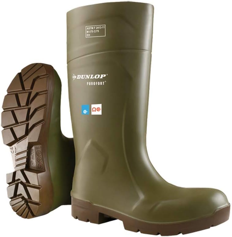 DUNLOP 16" Purofort Food Pro Multigrip Steel Toe EH Waterproof Pull On Work Boot Green/Brown - 5183155