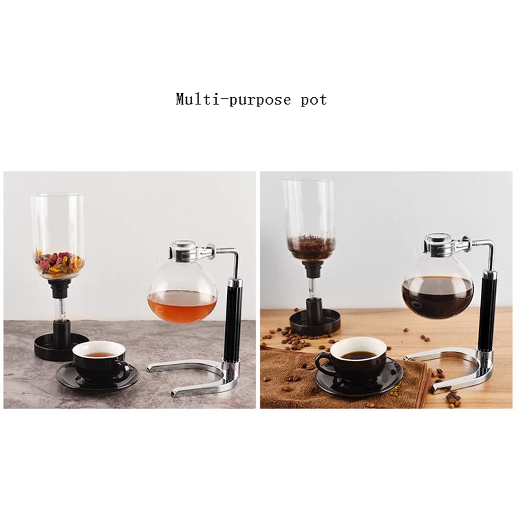 JITEM Macchina da caffè Sifone Macchina da caffè Manuale Retro Vuoto Vetro Sifone Pentola Percolatori 3 tazze di vetro Sifone da tavolo Macchina da caffè per caffè o tè