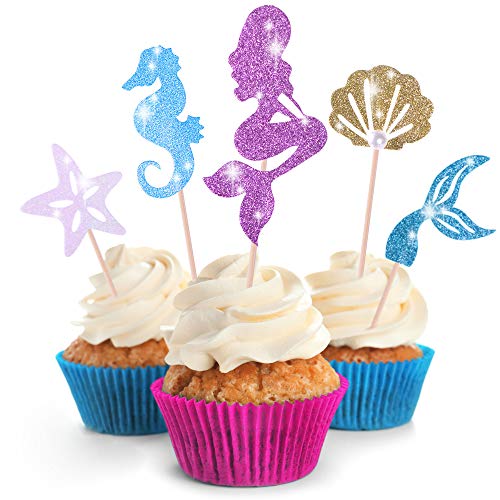 Get Fresh Mermaid Cupcake Toppers Decorations cover