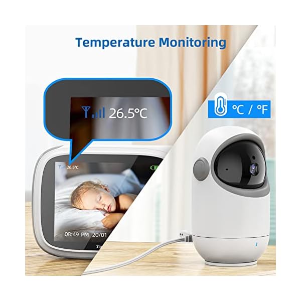TakTark Babyphone mit Kamera, Baby Monitor 3.2'' Zoll Babyfon mit Ferngesteuerter Pan-Tilt Drehung Weitwinkel Kamera… – Bild 8
