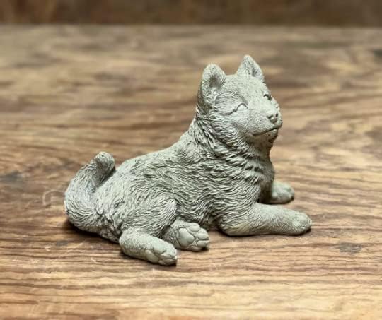 Miniatura 5 de Estatua de cachorro de Husky siberiano Deailed que pone cachorro siberiano Husky figura concreto decoración al aire libre