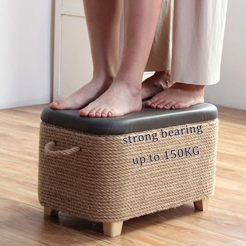 Pouf Ottoman Storage Bench with Padded Seat and Lid Foldable Footstool for Entryway, Living Room, Bedroom Foot Rest Ottoman Chair Brown (40 * 40 * 37CM) - Image 6