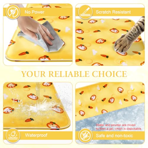 flintronic Kühlmatte für Hunde, 2 Stück Kühl Kühlende Kühlkissen mit Ungiftiges Gel, für Klein Mittelgroße Haustiere, Hundekühlmatte Selbstkühlend, Waschbar für Hund Klein & Katzen(40x50cm-Grün/Gelb)