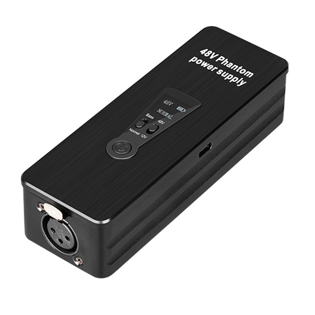 Fuente de Alimentación Fantasma 48V 12V Interruptor Recargable Portátil para Micrófonos de Condensador Preamplificador de Micrófono Estudio de Grabación