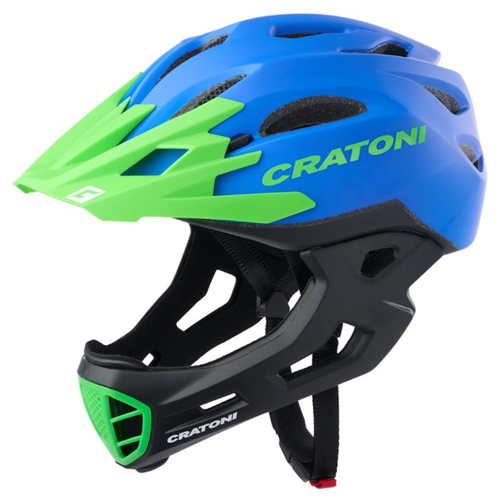 Cratoni C-Maniac Fahrradhelm Fullfacehelm Downhill Freeride (L-XL (58-61 cm), Azure-Neongreen) Sport & Freizeit