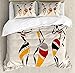 Ambesonne African Duvet Cover Set, Dancers Silhouette Set Native Dresses Party Carnival Tradition, Decorative 3 Piece Bedding Set with 2 Pillow Shams, King Size, Dark Cream
