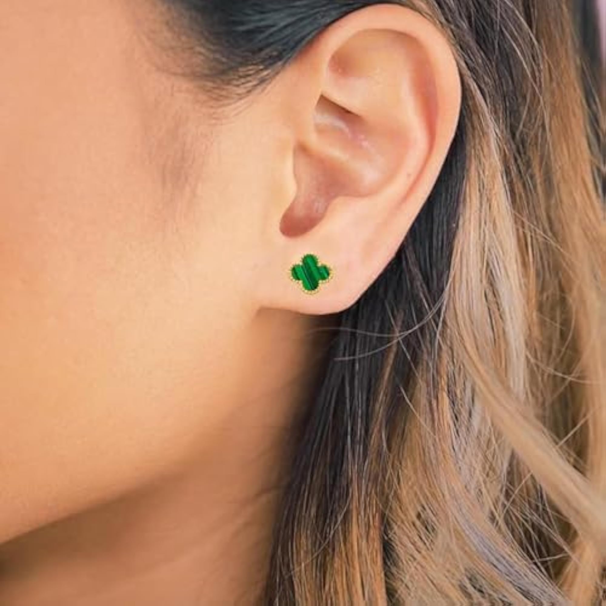 Women's Gold Plated Green Clover Jewellery Set Combo