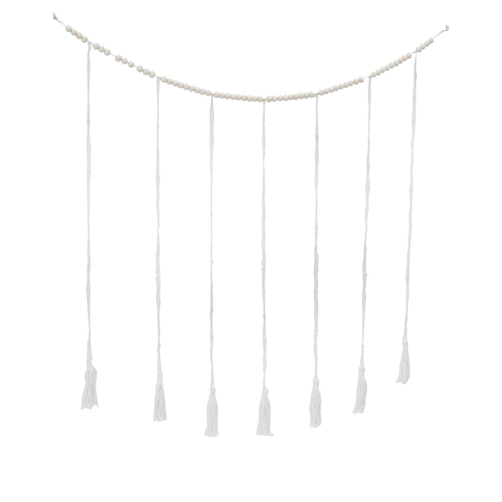 HUWOYG Wall Hanging Photo Display With 45 Clips Decorative Collage Picture Frame DIY String With Wood Bead Garland For Living Room