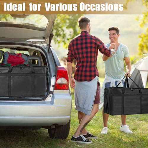 PEASUG Insulated Bags for Food Delivery, XXXL Pizza Delivery Bags, Large Capacity Cooler Bag Keep Food Warm for Grocery Shopping and Catering, Foldable, Heavy-Duty (Black) - Image 3