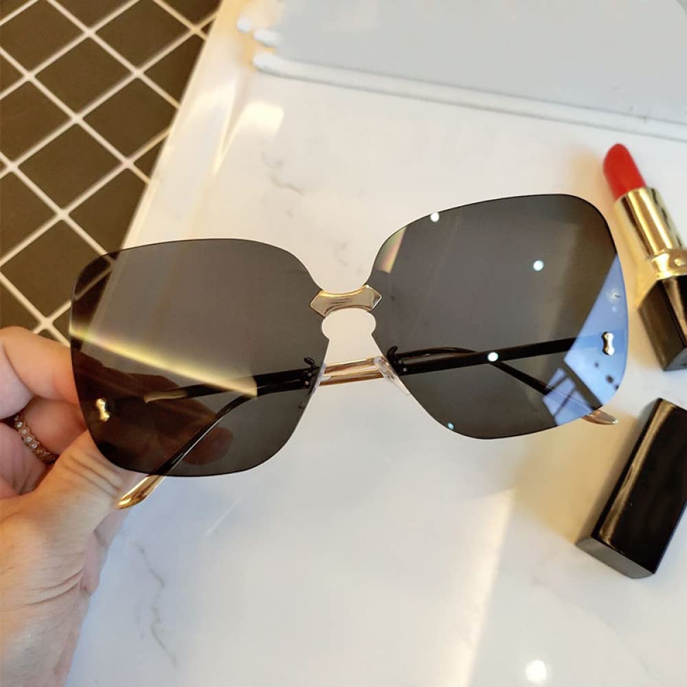 Okulary przeciwsłoneczne damskie oversize bez oprawek kobiece okulary gradientowe soczewki okulary przeciwsłoneczne damskie