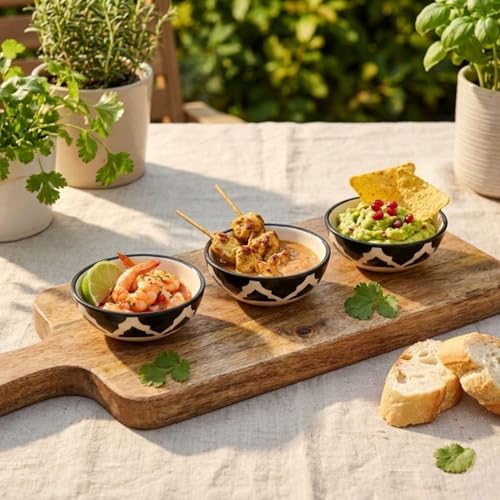 Image of Ceramic Durable Serving Bowl for Kids, Adults & Everyday Dining Suitable for Homes, Kitchen Counters, Cafes, Small Eateries, and Food Tables Dishwasher Safe & Microwave Safe (Black, Set of 2)