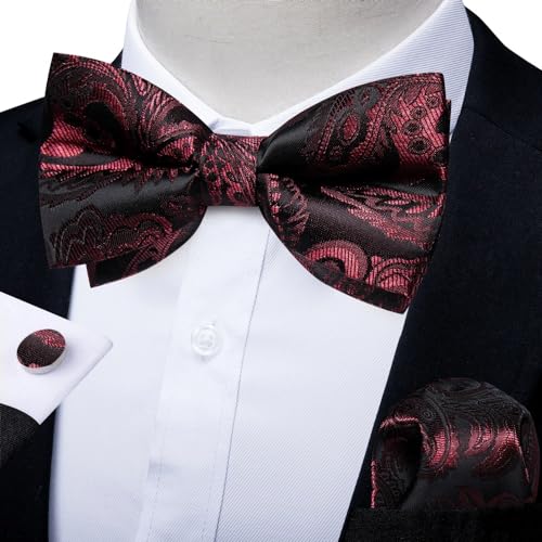 Corbata de moño para hombre patrón Paisley ajustable miniatura 2