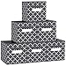 FabTotes pojemniki do przechowywania 6 sztuk składane kostki do przechowywania, 28 cm x 26 cm x 26 cm duże pudełka organizer na książki z uchwytami i kartą etykietą i uchwytem na etykiety, kosze do organizacji półek w szafie (ciemnoszare)