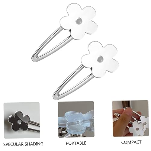 Miniatura 2 de KALLORY 2 piezas de espejo Bobby para niñas aleación de metal versátil cristal plateado pasador de moda horquillas de pelo accesorios para tocado