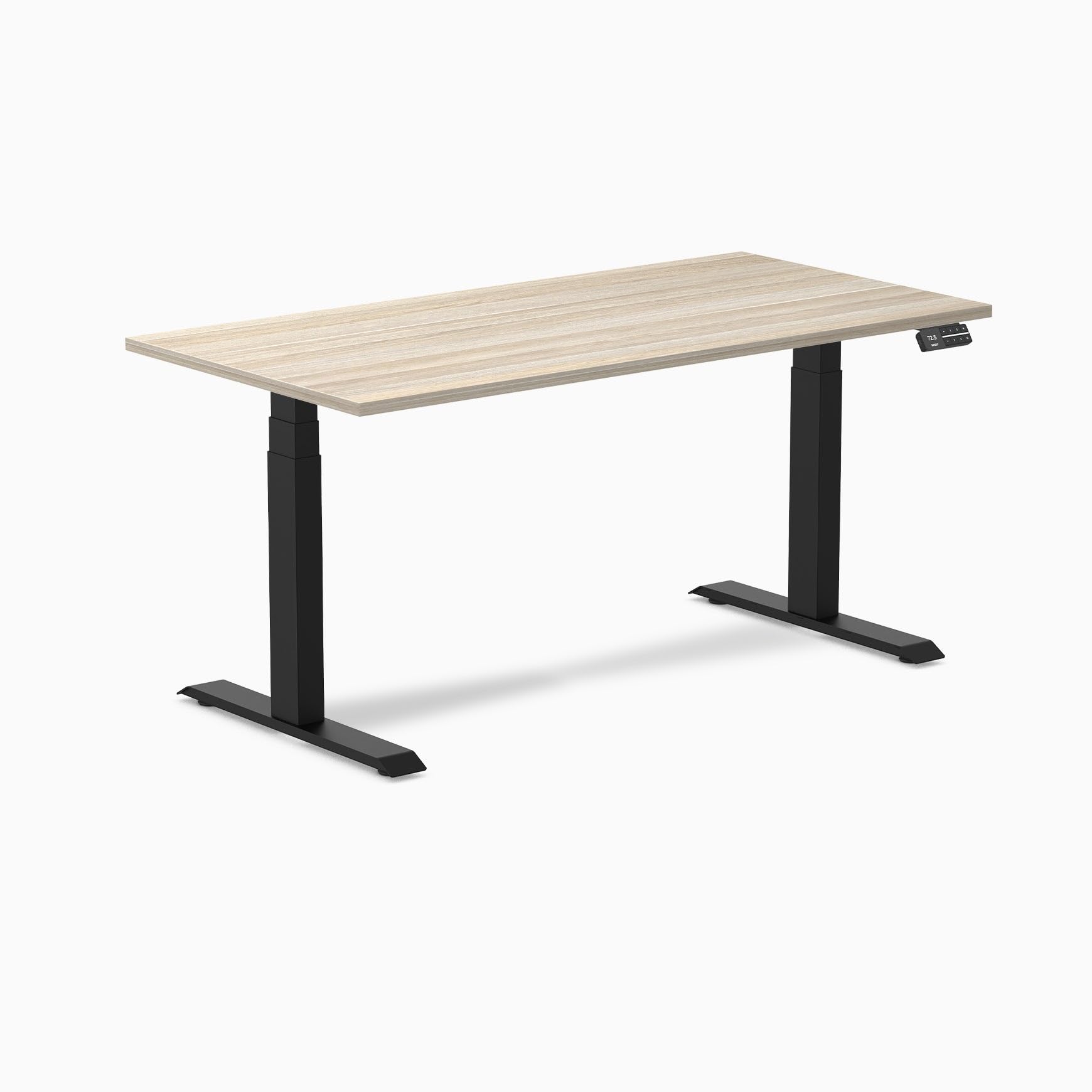 Desky Dual Laminate Sit Stand Desk Classic Oak 59.1" Matte Black