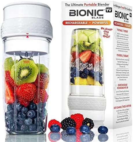 EMSON Bionic Blade Mini Portable Blender with fruit and packaging