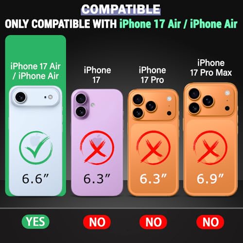 Image of TheGiftKart for iPhone 17 Air Case, Matte Frosted Hard Back Cover Compatible with MagSafe, Hybrid Shockproof iPhone 17 Air Cover with Camera & Screen Protection (PC & TPU, Translucent Black)