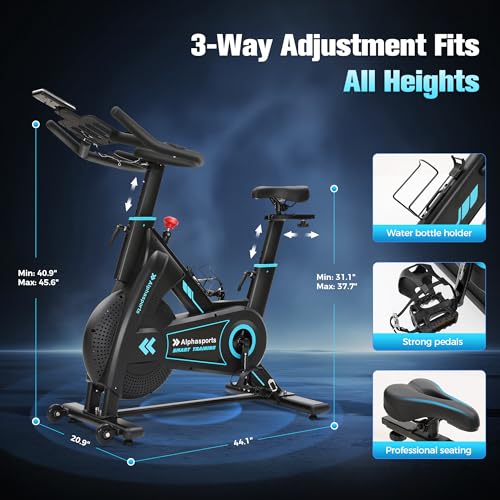 Image of Magnetic Exercise Bike for Home with App & Fully-Enclosed Flywheel | Heavy-Duty, Quiet Indoor Upright Bike, 350LBS Weight Capacity, Comfortable Seat Cushion, Silent Belt Drive