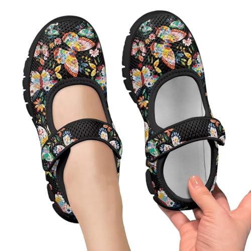 Forchrinse Pink Boston Terrier Floral Print Girls Dress Shoes Mary Jane Flats Pink for Kids and Toddler Size 11-2.5 School Uniform Sneakers Lightweight Walking Shoes3