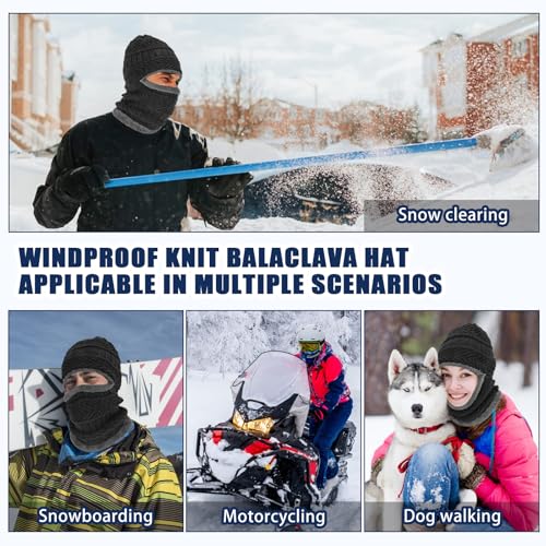 TAGVO Cálida Gorro de Punto Invierno Unisex, Pasamontañas Prueba de Viento con Calentador de Cuello Elástico, Térmico Máscara de Esquí de Ciclismo para Mujeres Hombres Deportes Aire Libre - imagen 7