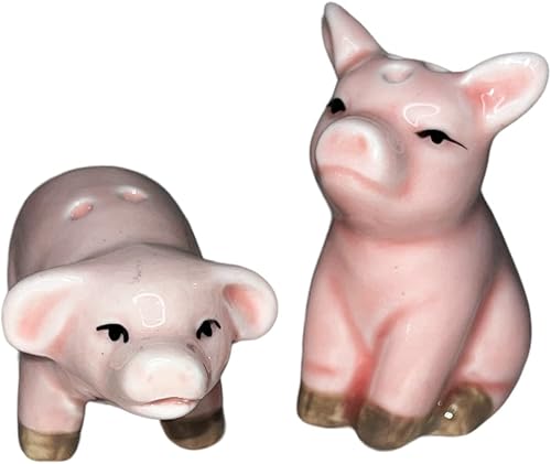 Hidd_ntr_asur_s Juego de mini salero y pimentero de cerdo de gres