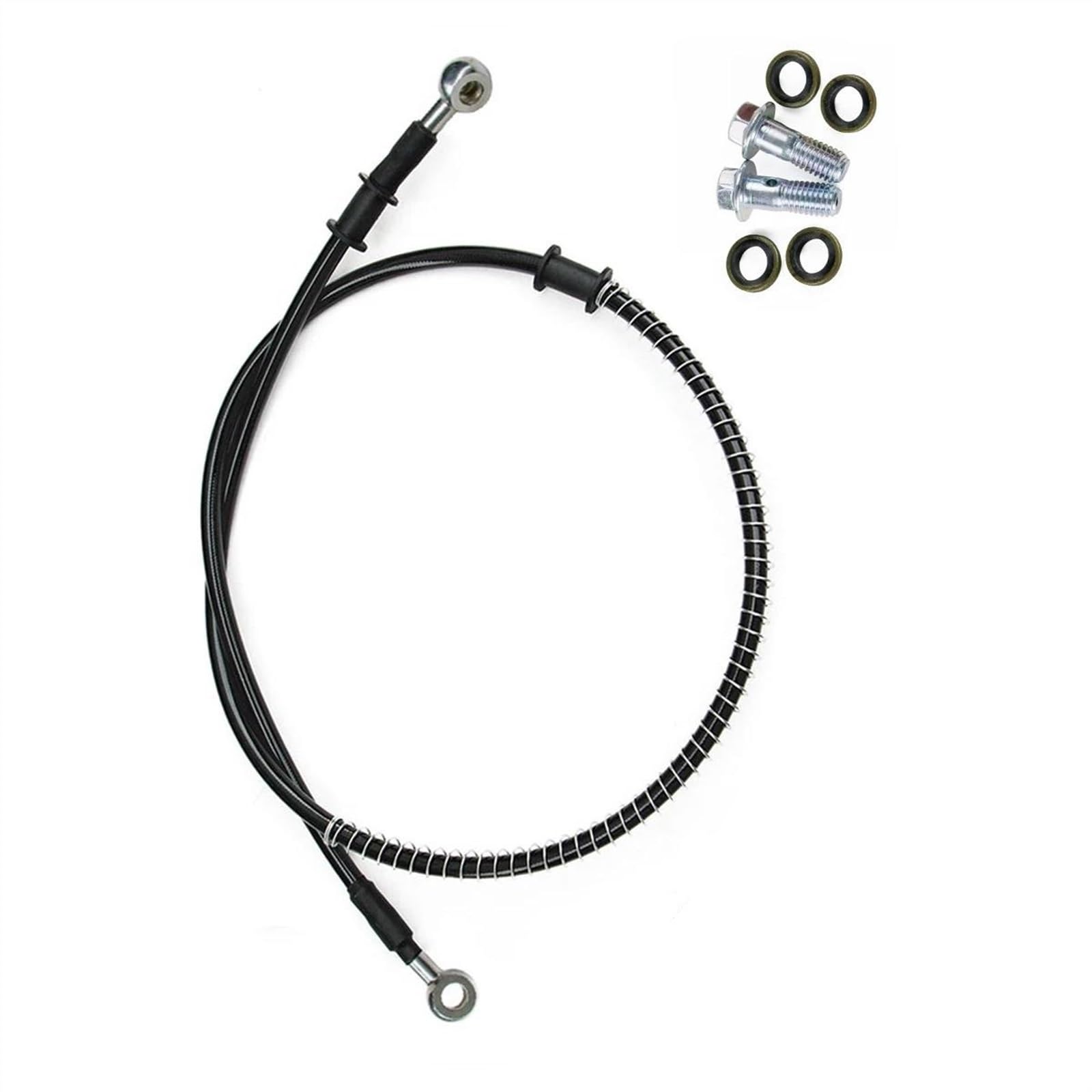 Ksxzw One Color Motorbike Part Motorcycle Braided Steel Hydraulic Brake Line Clutch Oil Hose Tube Pipe 400Mm-2300Mm M8 90° 28°(2300Mm)